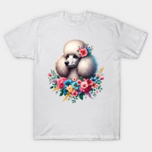 A poodle with beautiful colorful flowers T-Shirt